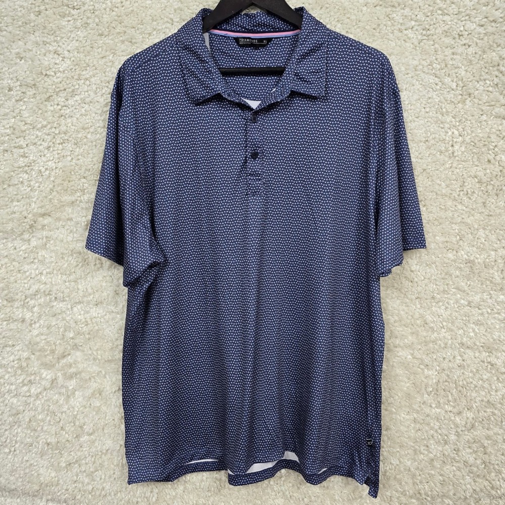 7Diamonds Polo Mens XL‎ Geometric Print Short Sleeve Performance Golf Shirt